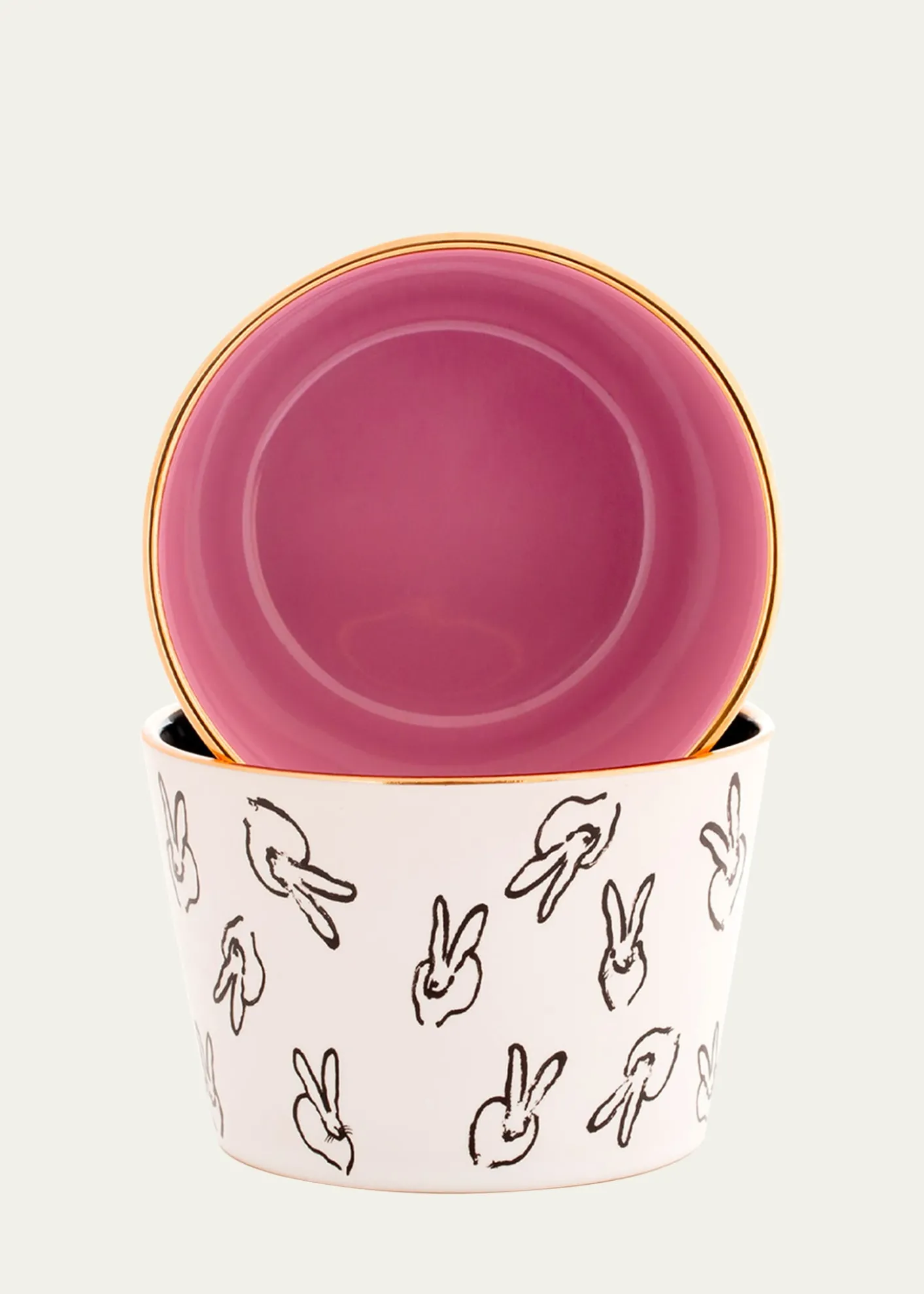 Hunt SlonemBunny Bar Bowl in White with Pink Interior