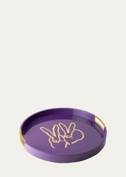 Hunt SlonemBunny Drinks Lacquer Tray With Brass Handles