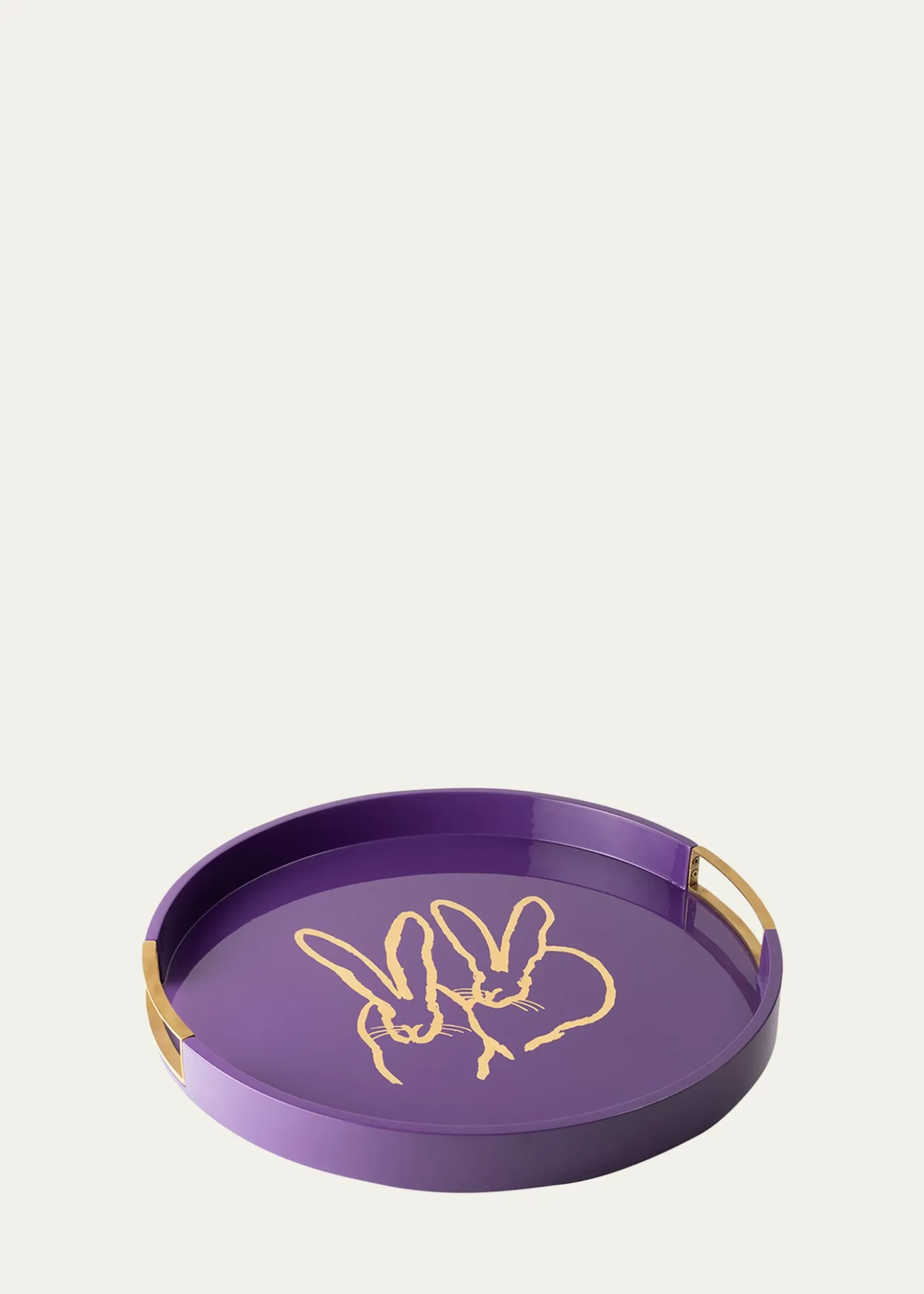 Hunt SlonemBunny Drinks Lacquer Tray With Brass Handles