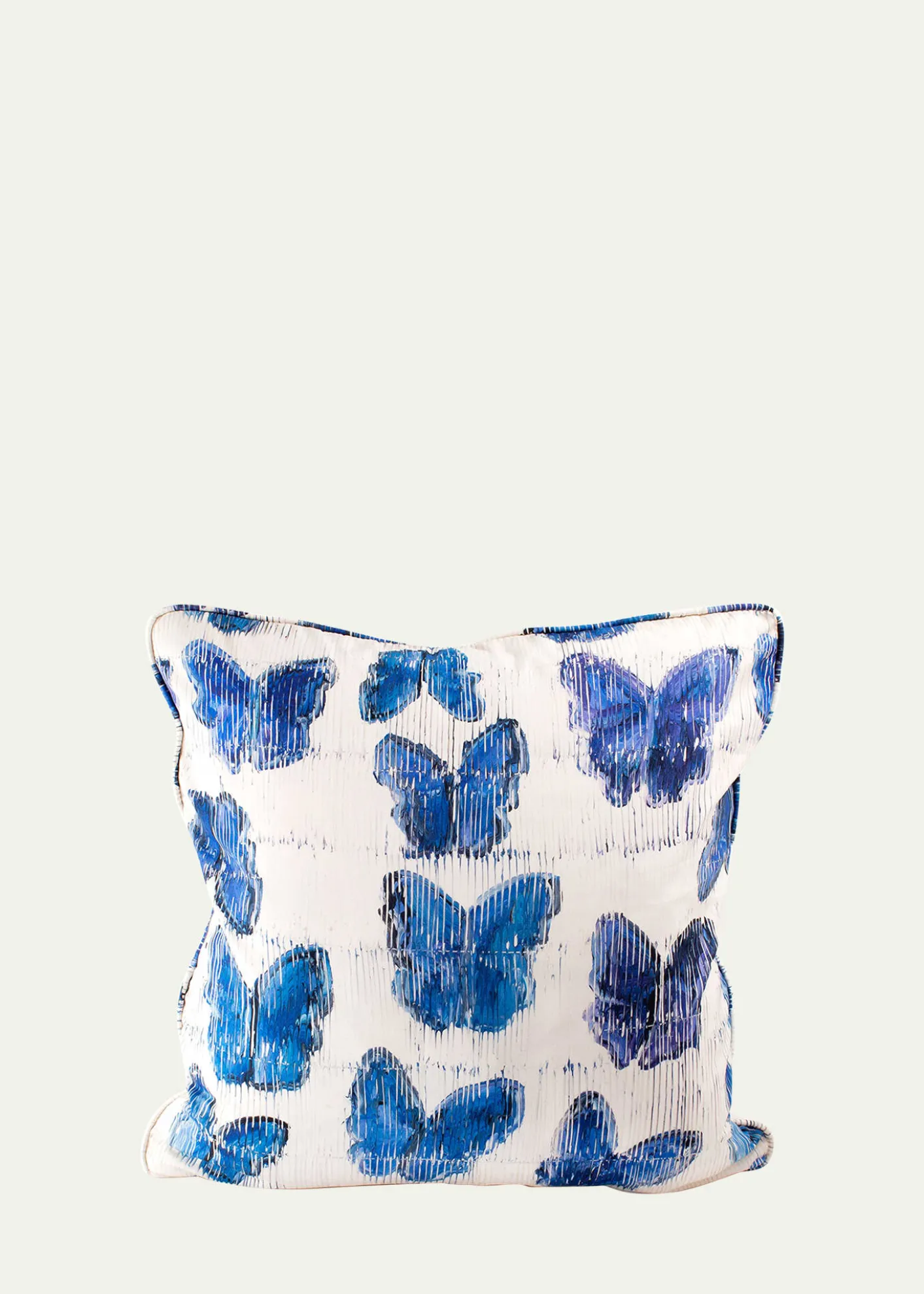 Hunt SlonemButterflies In Blue Cotton Pillow, 22"