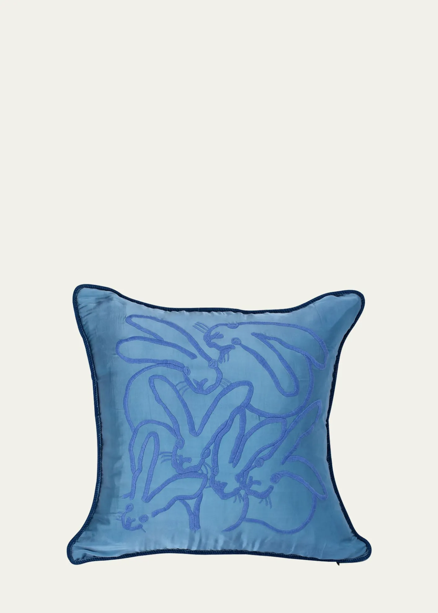 Hunt SlonemEmbroidered Silk & Velvet Seven Bunny Pillow, 22"