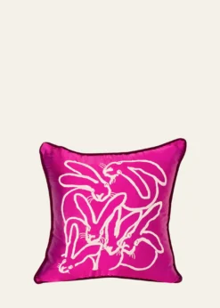 Hunt SlonemEmbroidered Silk & Velvet Seven Bunny Pillow, 22"