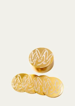 Hunt SlonemGold Leaf Bunny Coaster Box - Set of 4