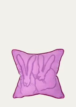 Hunt Slonem Hand-Embroidered Silk & Velvet Bunny Pillow, 20"