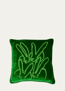Hunt SlonemHand Embroidered Velvet Decorative Pillow, 22" Square