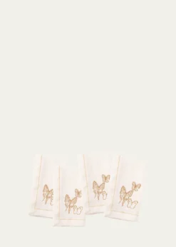 Hunt SlonemPainted Butterfly Embroidered Linen Dinner Napkin