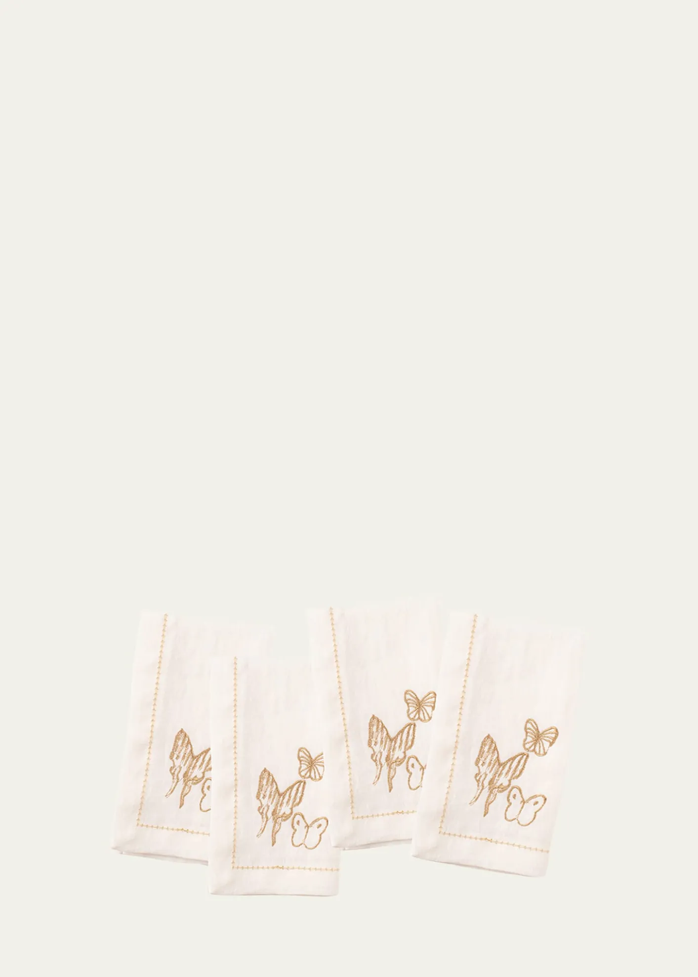 Hunt SlonemPainted Butterfly Embroidered Linen Dinner Napkin