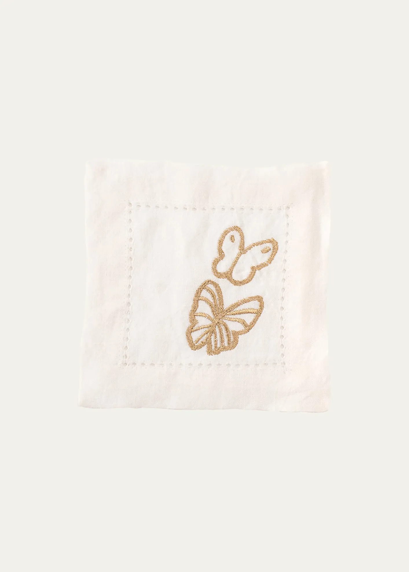 Hunt SlonemPainted Butterfly Embroidered Linen Cocktail Napkins, Set of 6