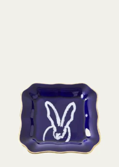 Hunt SlonemPortrait Plate with Gold Rim - Cobalt