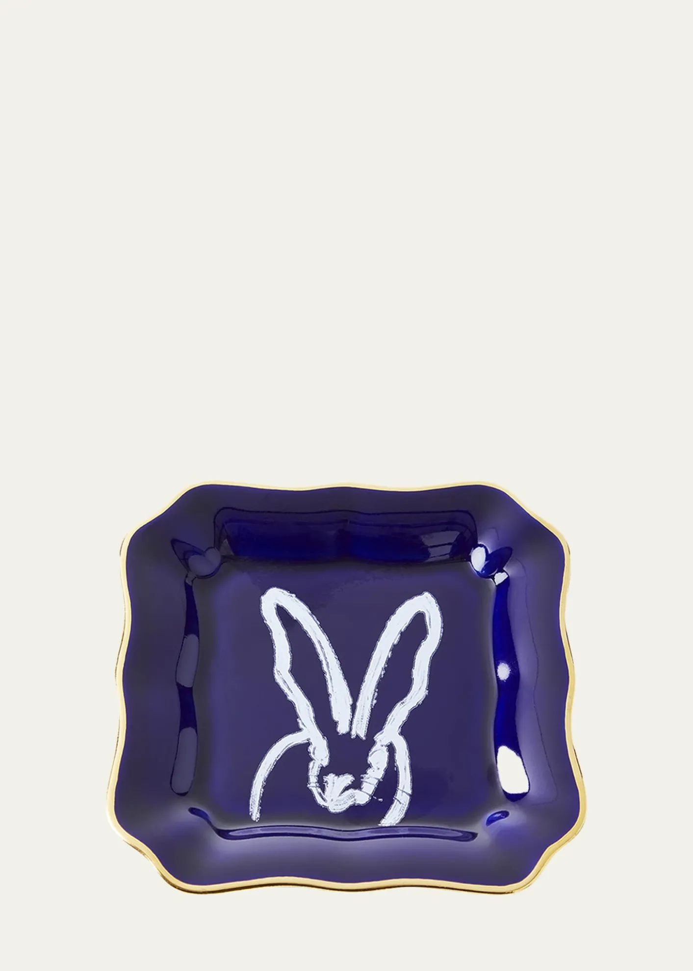 Hunt SlonemPortrait Plate with Gold Rim - Cobalt