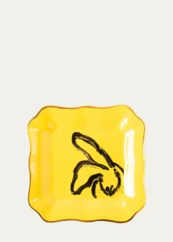 Hunt SlonemPortrait Plate with Gold Rim - Yellow