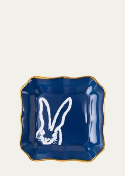 Hunt SlonemPortrait Plate with Gold Rim - Blue