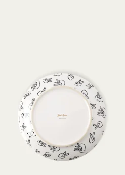 Hunt SlonemRabbit Run Dinner Plate with Gold Rim - White