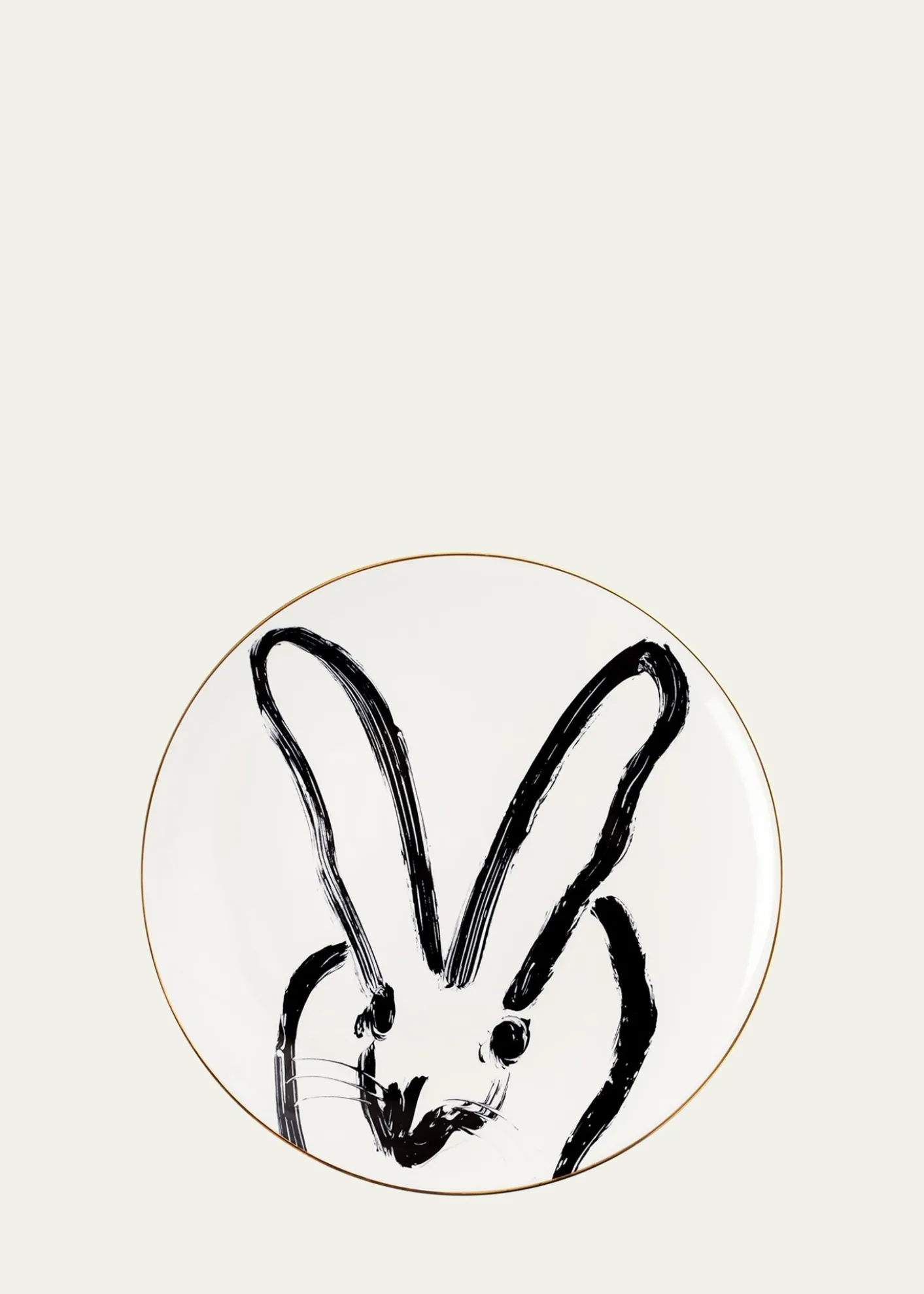 Hunt SlonemRabbit Run Dinner Plate with Gold Rim - White
