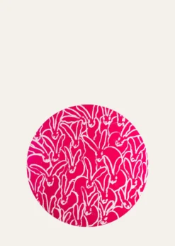 Hunt SlonemRabbit Run Round Lacquer Placemat, Pink