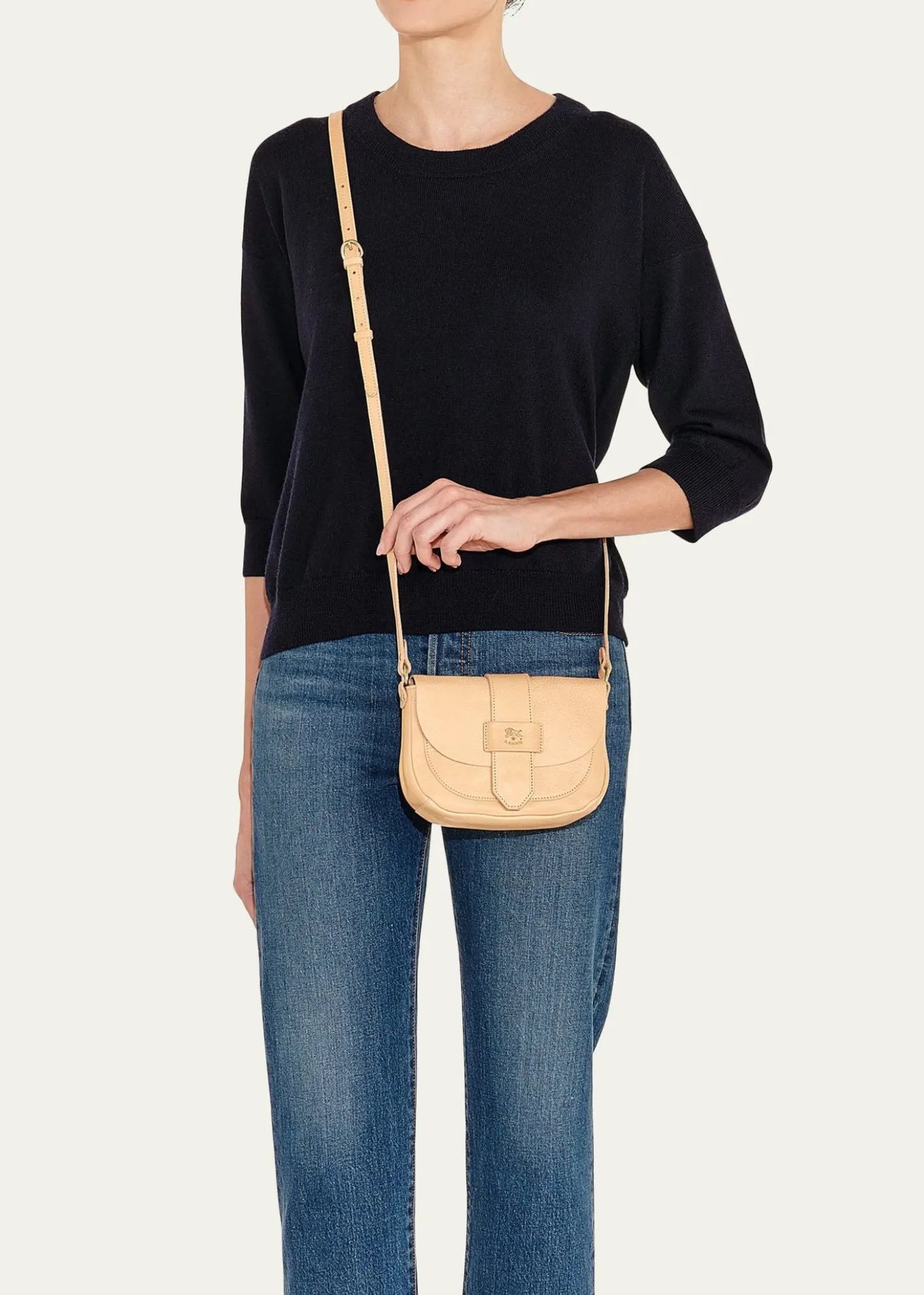 Il BisonteAlloro Saddle Vachetta Leather Crossbody Bag