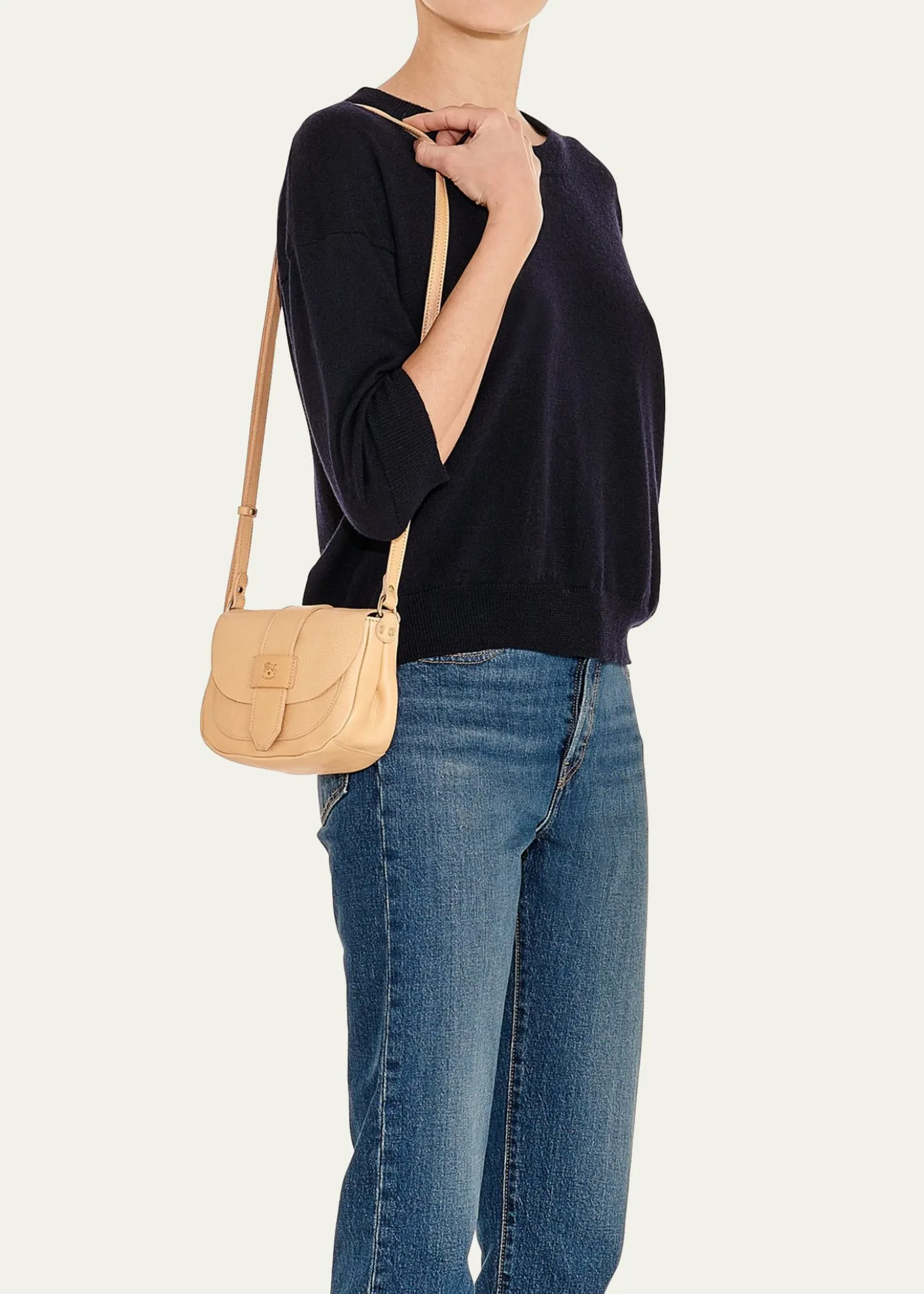 Il BisonteAlloro Saddle Vachetta Leather Crossbody Bag