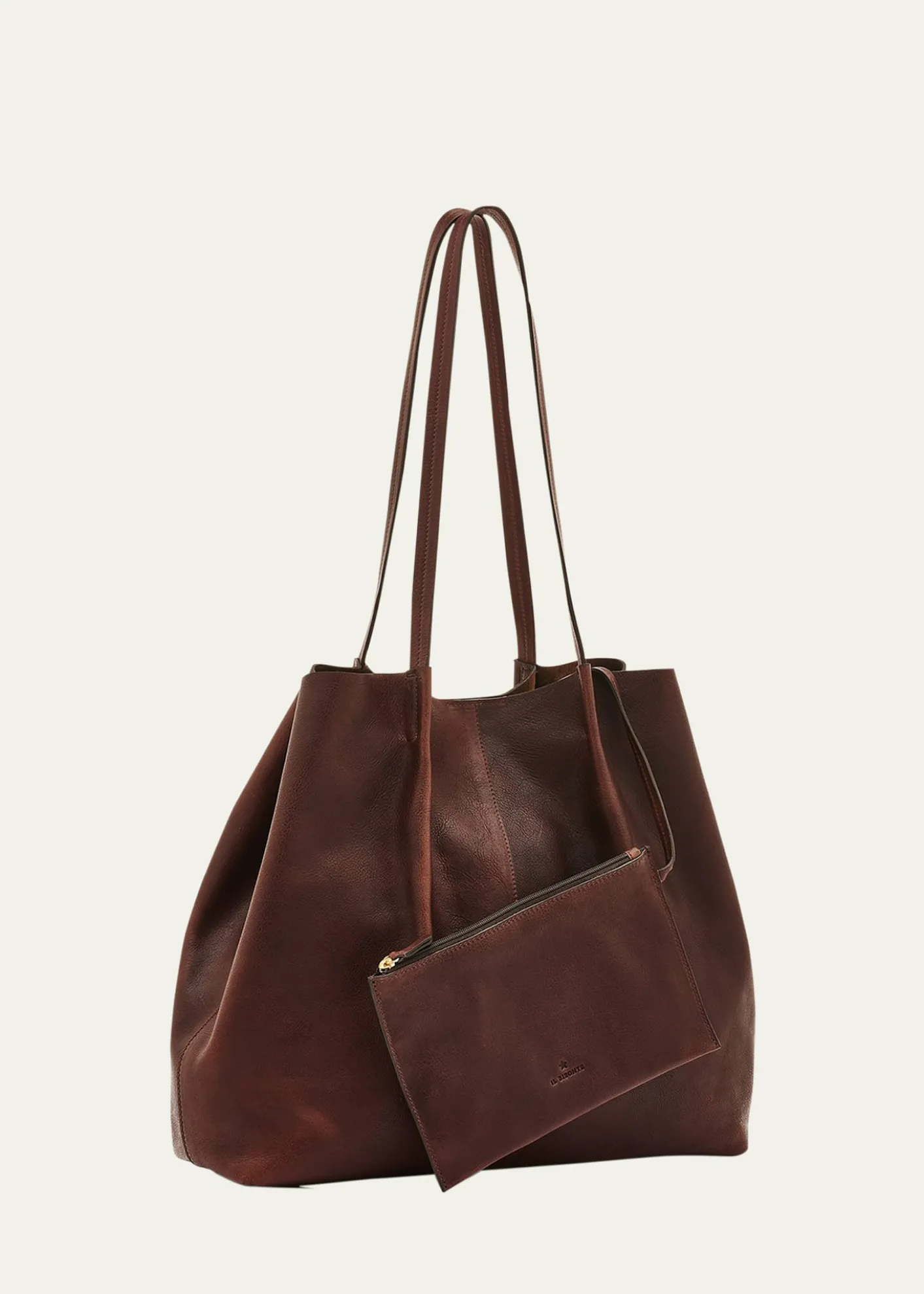 Il BisonteNina Pleated Leather Tote Bag
