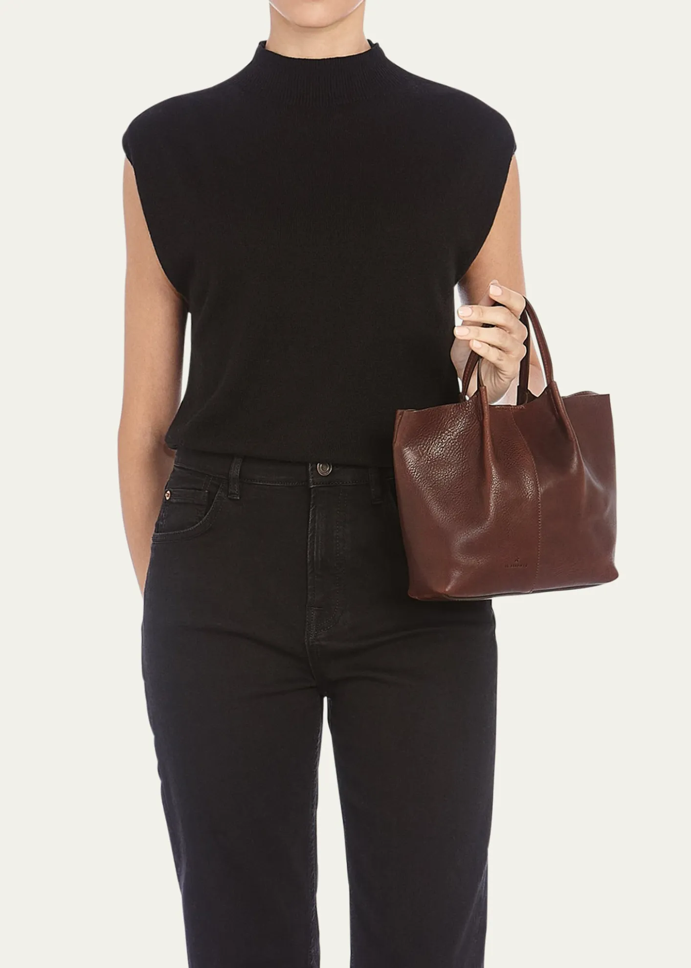 Il BisonteNina Small Pleated Leather Tote Bag