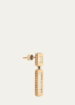 ILEANA MAKRI18K Yellow Gold Inverted Oblong Tile Earrings with Baguette Diamonds