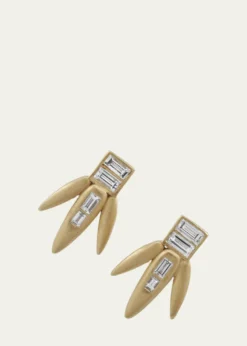 ILEANA MAKRIBaguette Diamond Grass Straw Earrings in 18K Yellow Gold