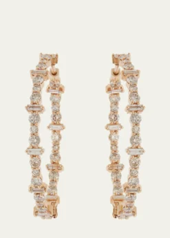 ILEANA MAKRIChampagne Diamond Inside Out Hoop Earrings in 18K Yellow Gold