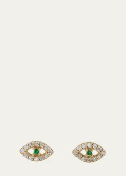 ILEANA MAKRI18K Gold Kitten Eye Stud Earrings with Diamonds