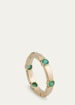 ILEANA MAKRI18K Yellow Gold Stepping Stones Stream Ring with Emeralds