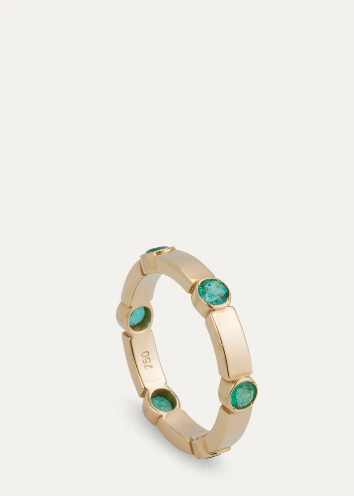 ILEANA MAKRI18K Yellow Gold Stepping Stones Stream Ring with Emeralds