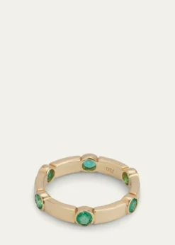 ILEANA MAKRI18K Yellow Gold Stepping Stones Stream Ring with Emeralds
