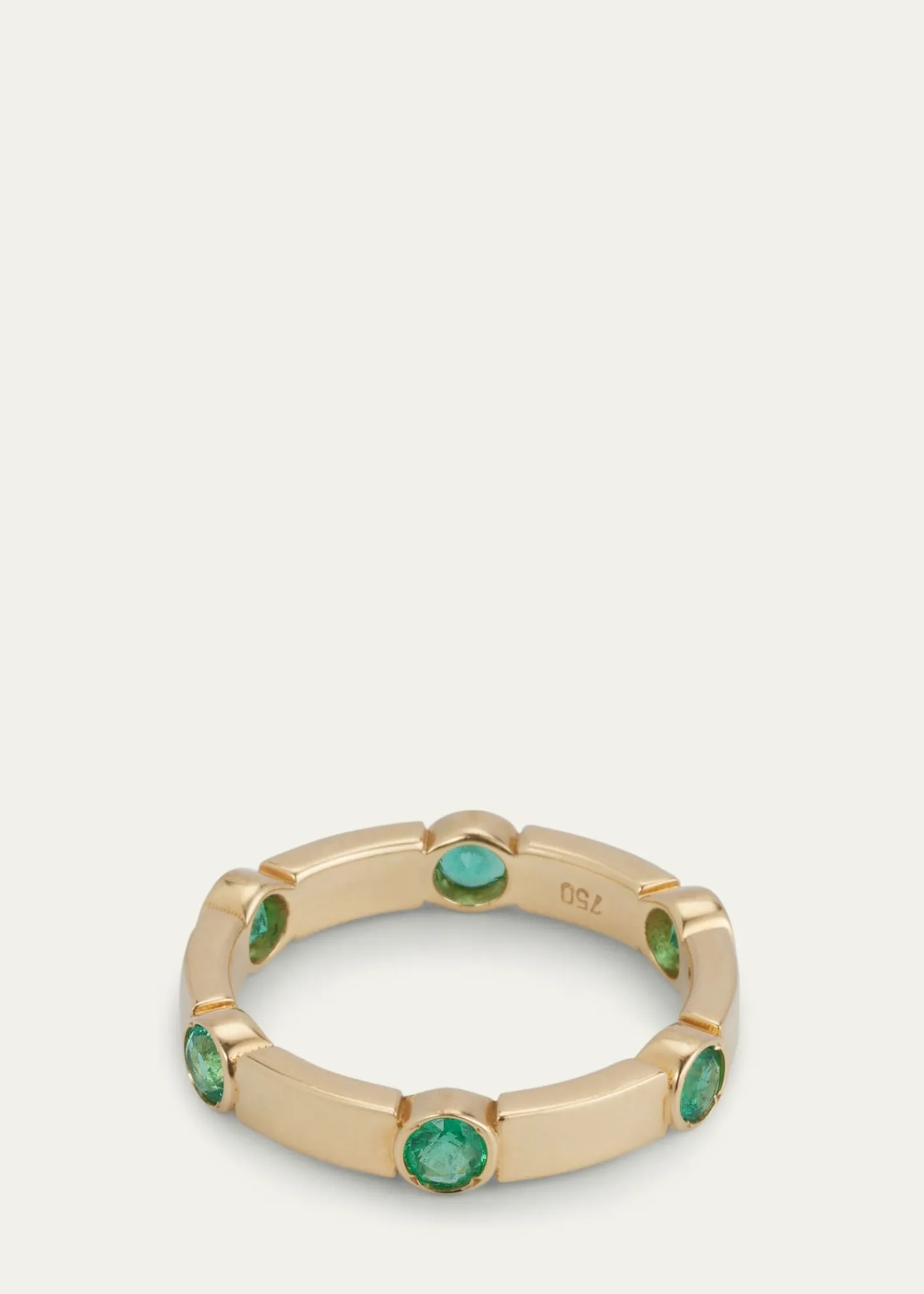 ILEANA MAKRI18K Yellow Gold Stepping Stones Stream Ring with Emeralds