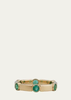 ILEANA MAKRI18K Yellow Gold Stepping Stones Stream Ring with Emeralds