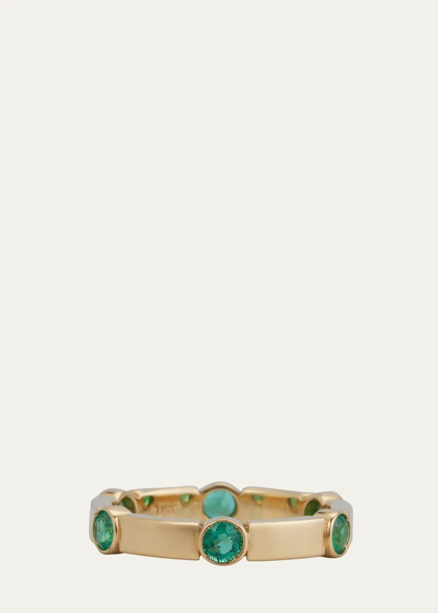 ILEANA MAKRI18K Yellow Gold Stepping Stones Stream Ring with Emeralds