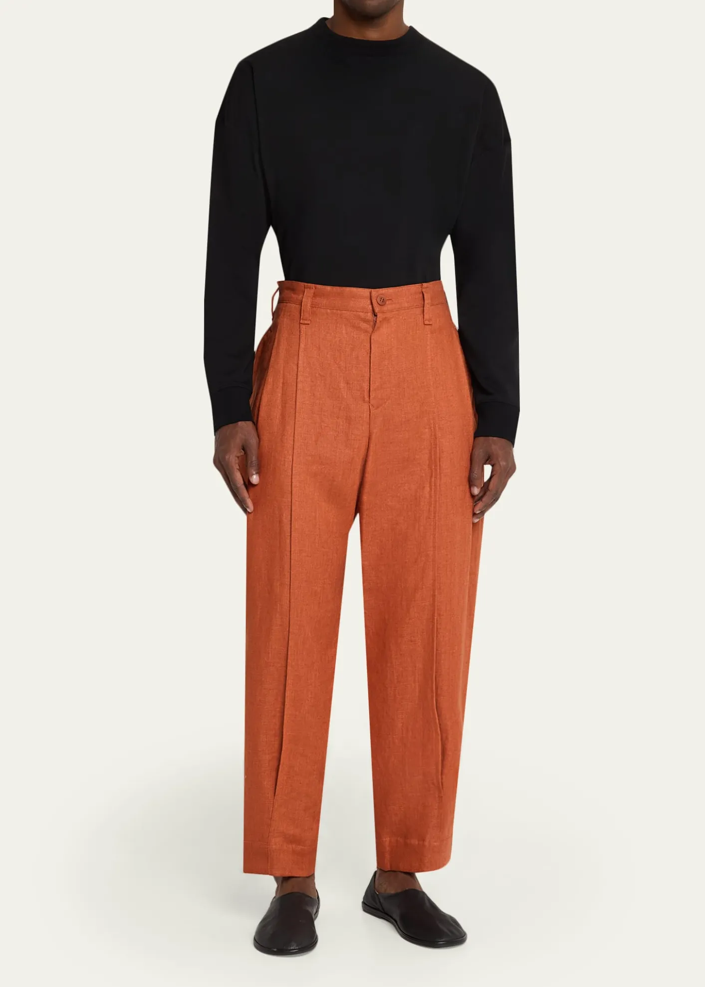 IM MENMen's Linen Pleated Tapered-Leg Trousers