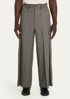 IM MENMen's Wool Like Light Pleated Trousers