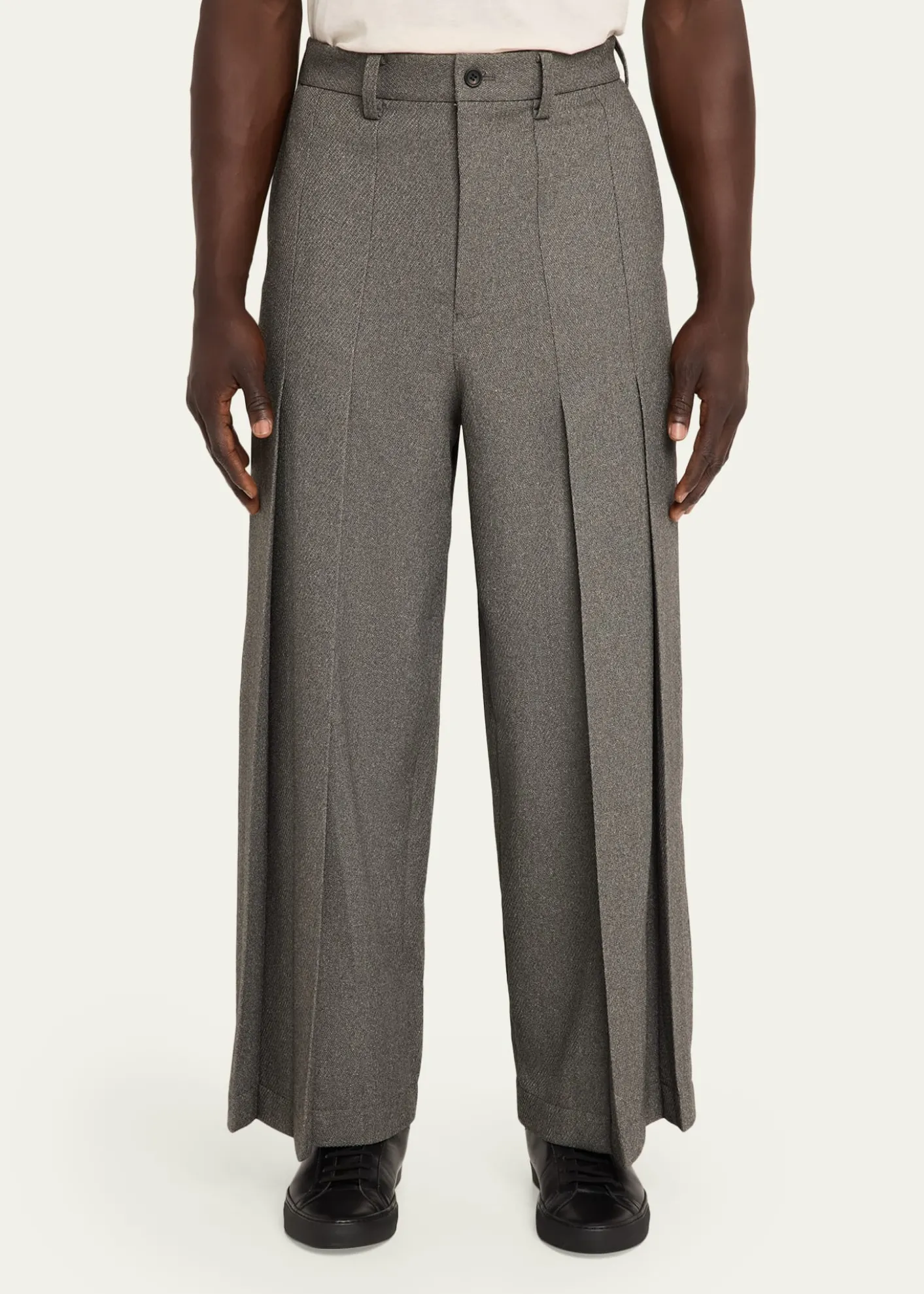 IM MENMen's Wool Like Light Pleated Trousers