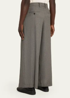 IM MENMen's Wool Like Light Pleated Trousers