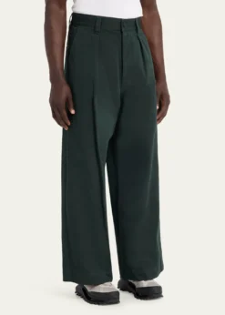 IM MENMen's Cotton Double-Pleated Wide Leg Trousers