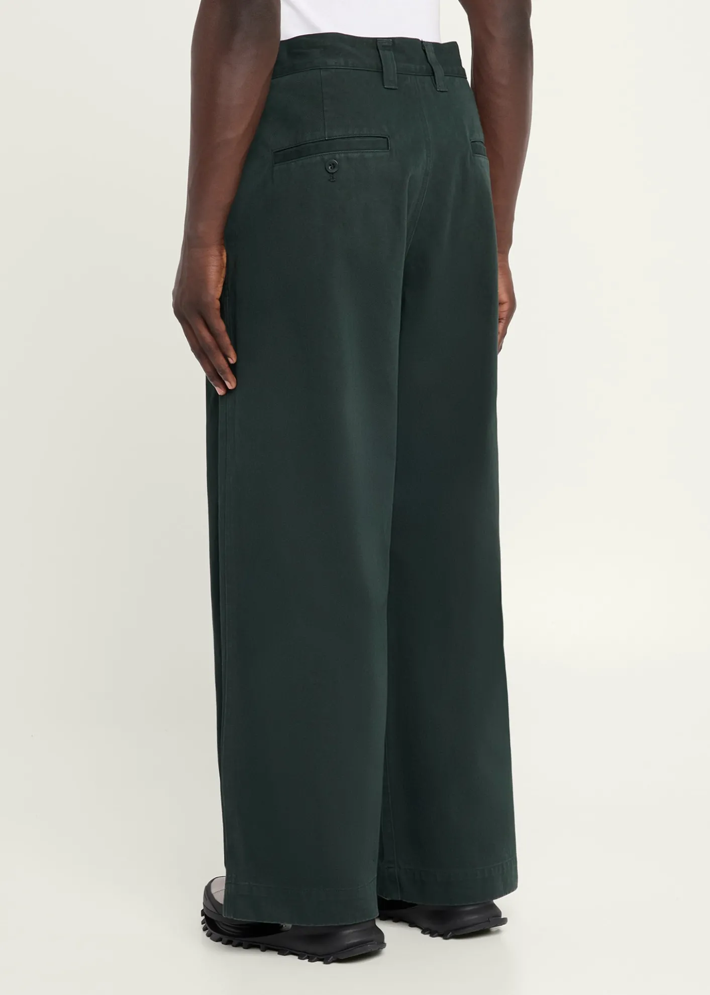 IM MENMen's Cotton Double-Pleated Wide Leg Trousers