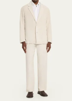 IM MENMen's Cotton Pigment Pleated Straight-Leg Trousers