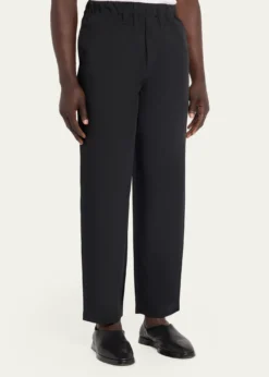 IM MENMen's Flat Front Elastic-Waistband Trousers
