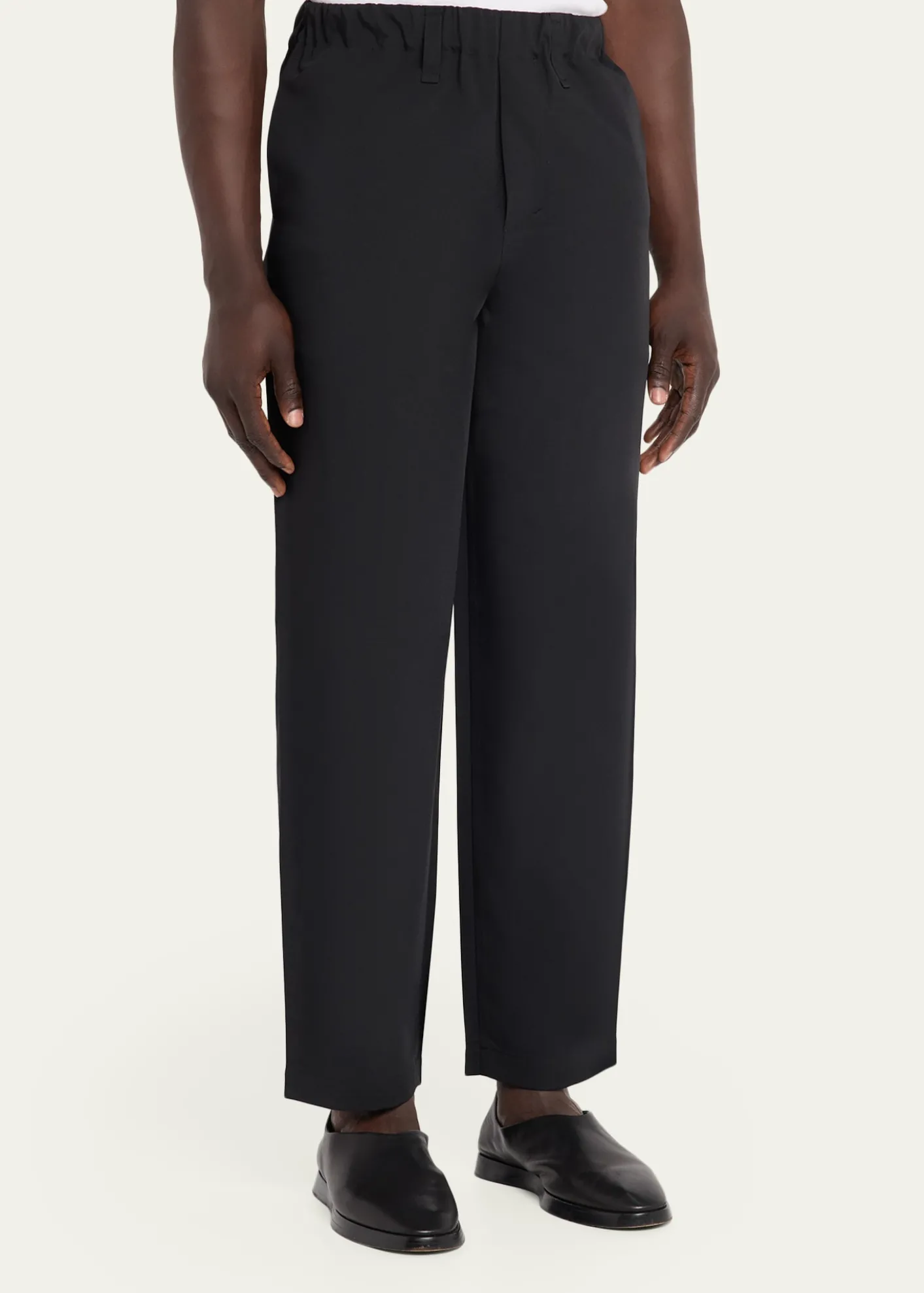 IM MENMen's Flat Front Elastic-Waistband Trousers
