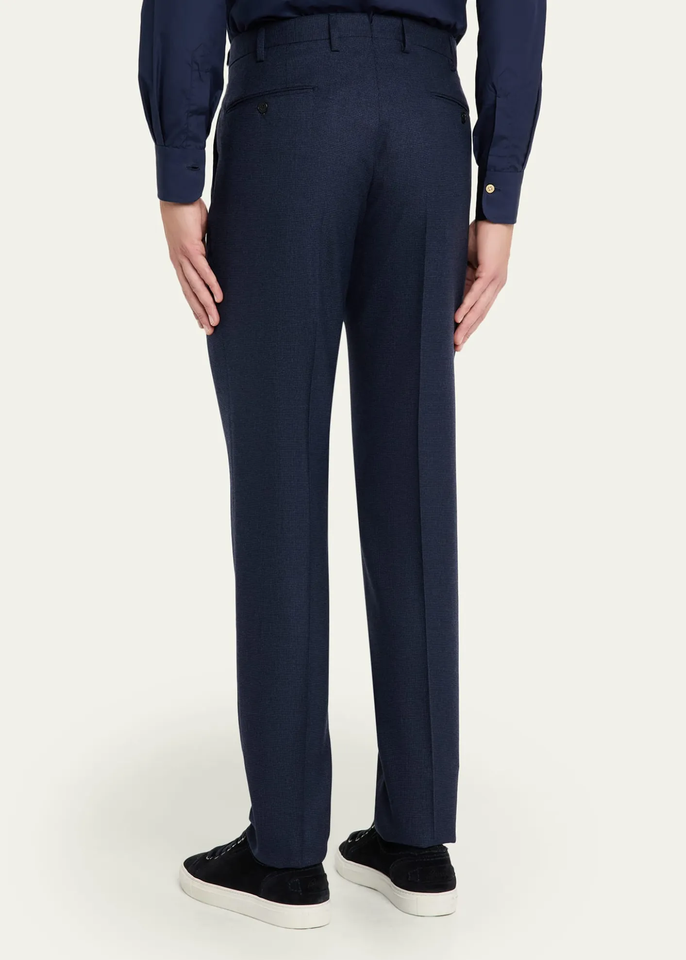 IncotexMen's Micro-Houndstooth Wool and Cashmere Trousers