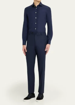 IncotexMen's Micro-Houndstooth Wool and Cashmere Trousers