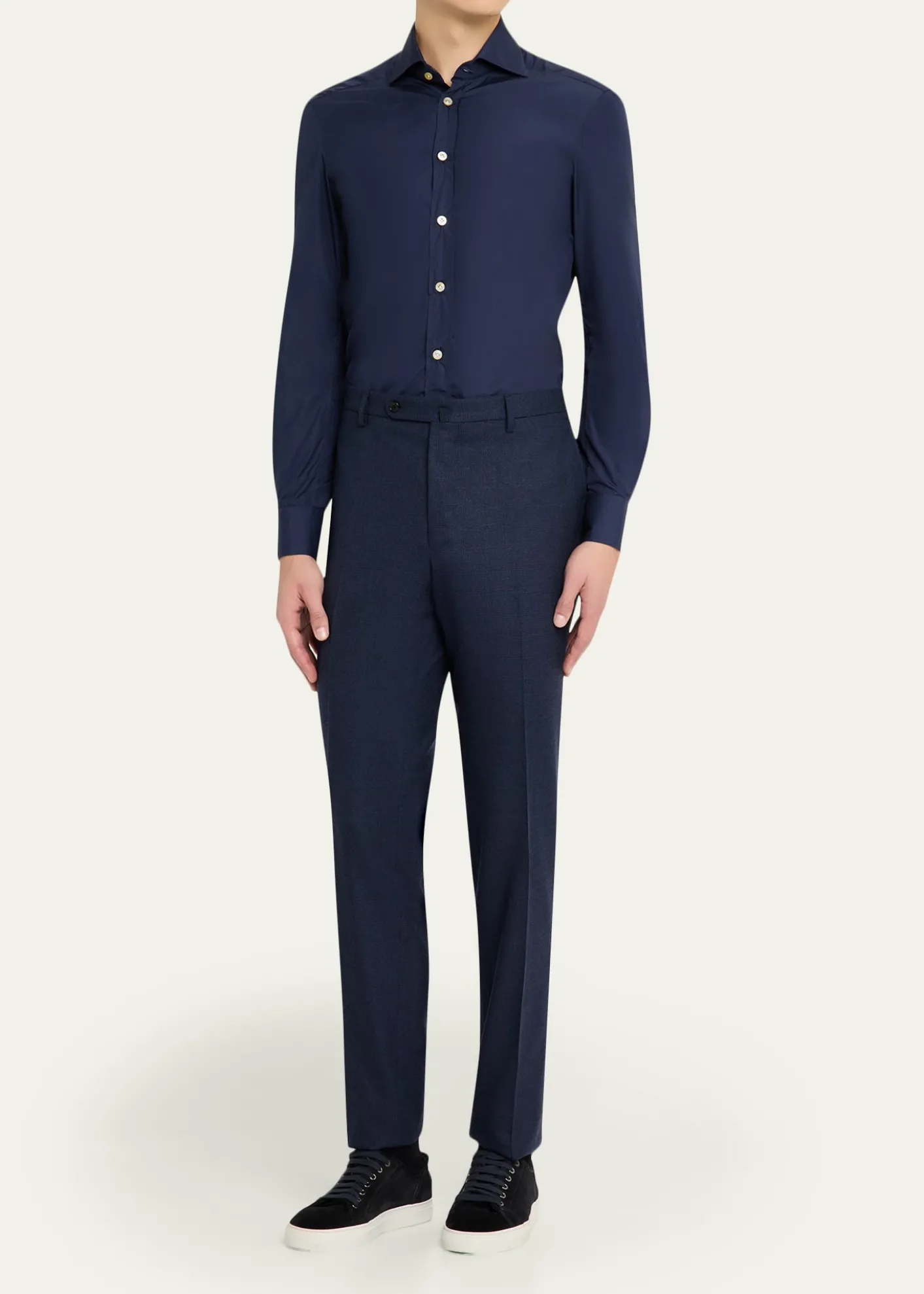 IncotexMen's Micro-Houndstooth Wool and Cashmere Trousers