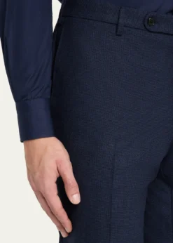 IncotexMen's Micro-Houndstooth Wool and Cashmere Trousers