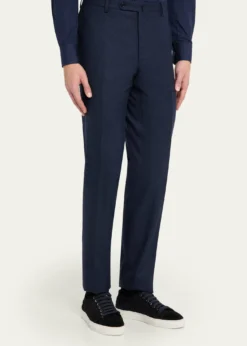 IncotexMen's Micro-Houndstooth Wool and Cashmere Trousers