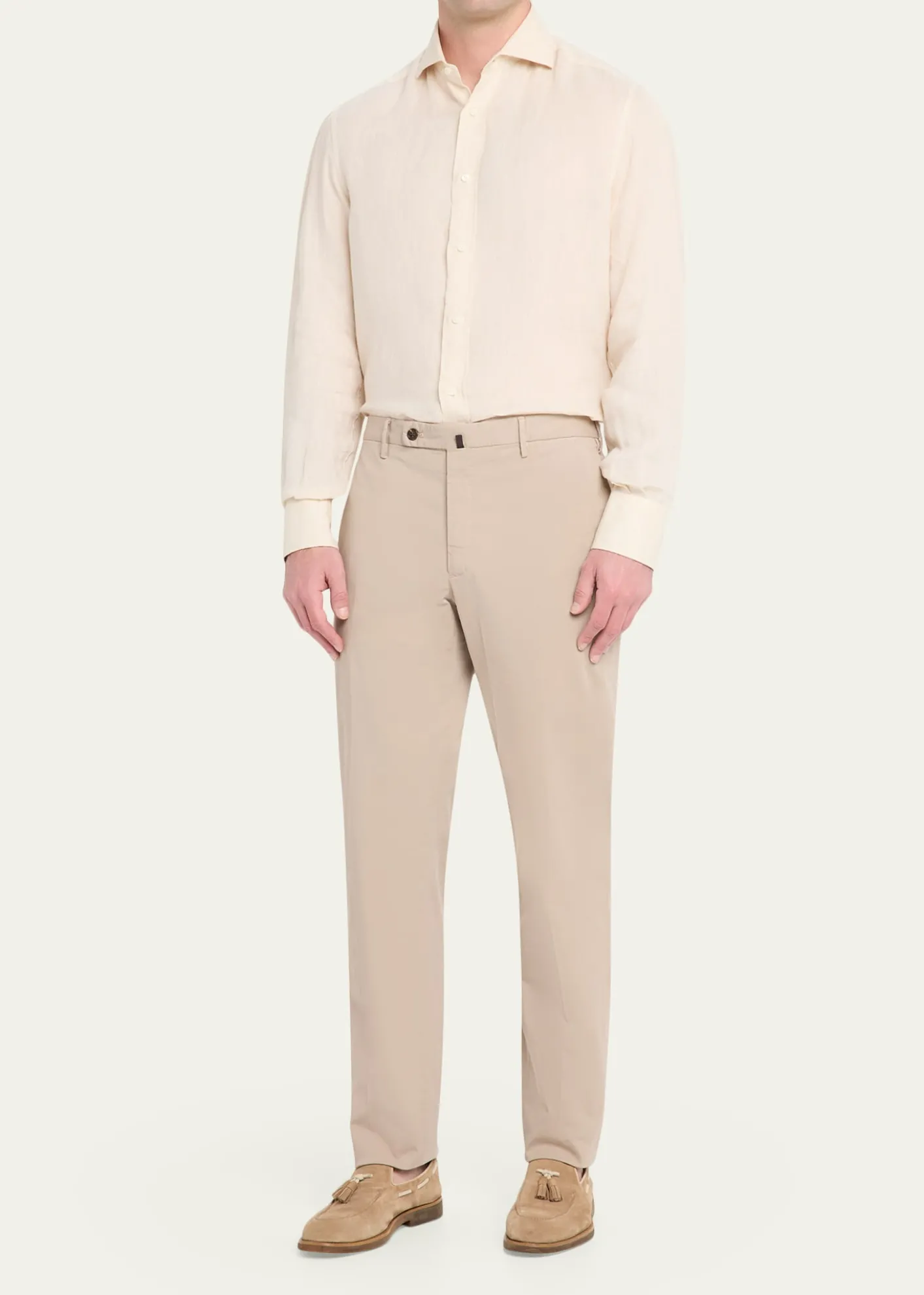 IncotexMen's Pressed-Crease Cotton Trousers