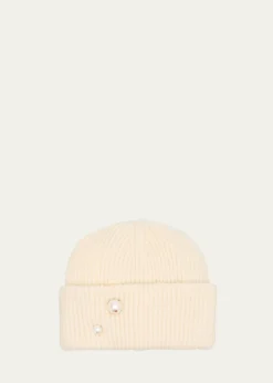InverniRibbed Pearly Cashmere Beanie