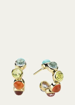 IppolitaAll-Stone Tiny Hoop Earrings in 18K Gold